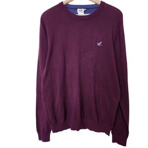 Club Beymen Crewneck Sweater Mens XL Burgundy Embroidered Duck Long Sleeve Knit